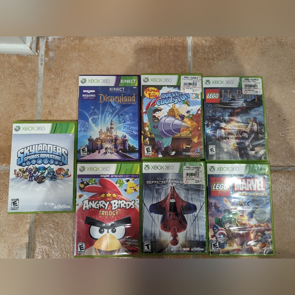 Xbox360 kinect 7 kids game bundle. Lego, marvel, Disney, Angry Birds and more !